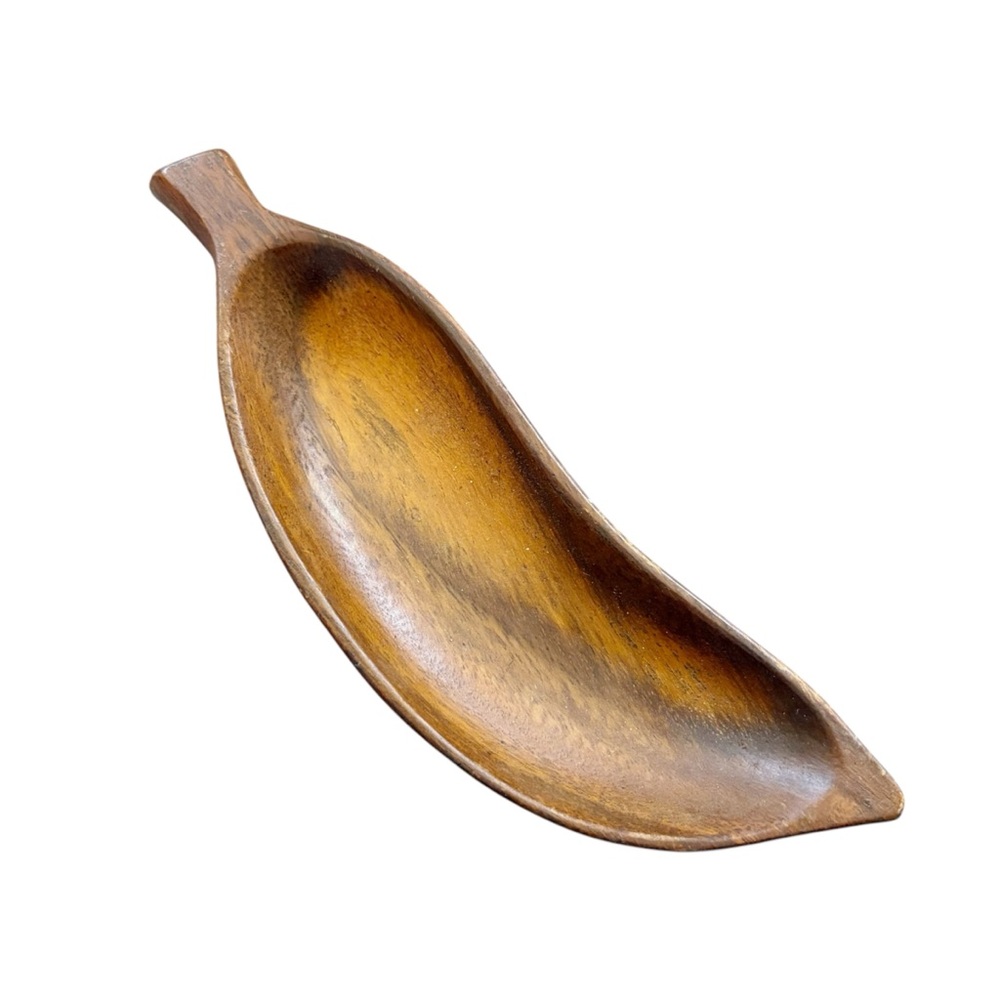Vintage Monkey Pod Wood Banana Dish